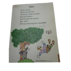 Alas School Poster Babs Bell Hajdusiewicz 30257 Poetry VNTG